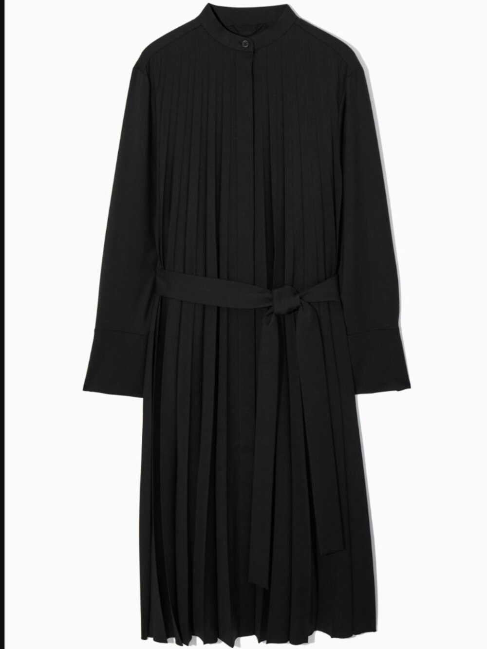 Cos Pleated Wool Blend Shirt Dress